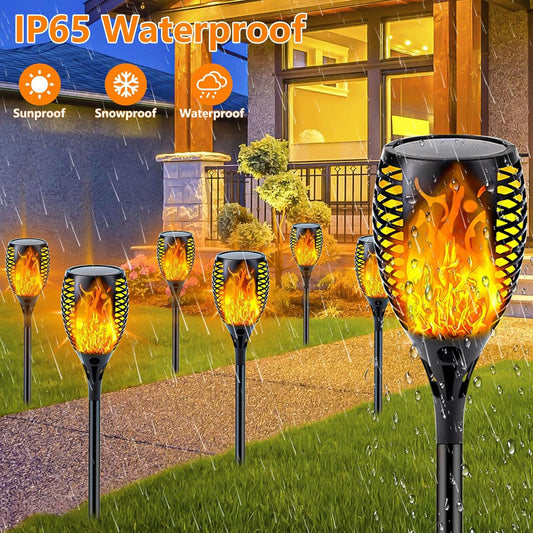 Solar Lights Outdoor, 6 Pack Flickering Flame Solar Torch Lights