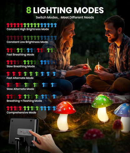Mushroom Lights Outdoor, 9 Pack 30FT Multicolor