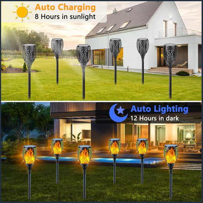 Solar Lights Outdoor, 6 Pack Flickering Flame Solar Torch Lights