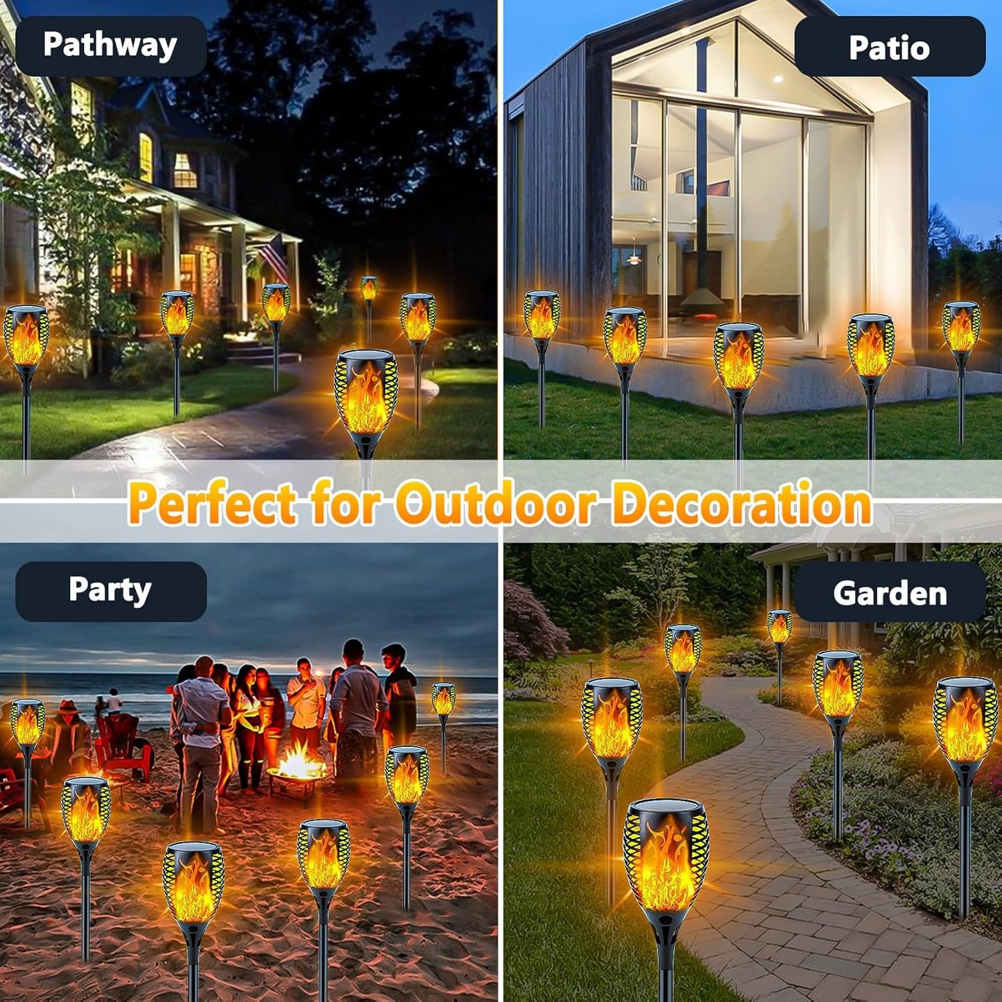 Solar Lights Outdoor, 6 Pack Flickering Flame Solar Torch Lights