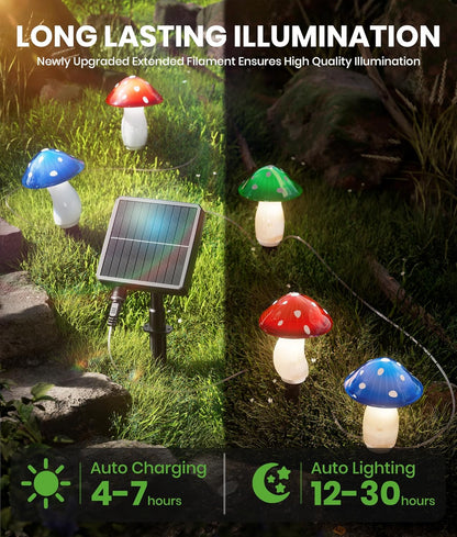 Mushroom Lights Outdoor, 9 Pack 30FT Multicolor