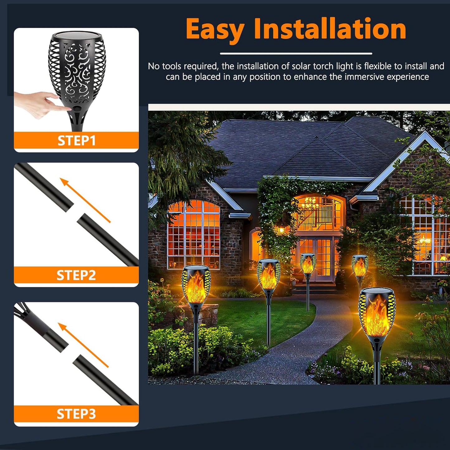 Solar Lights Outdoor, 6 Pack Flickering Flame Solar Torch Lights