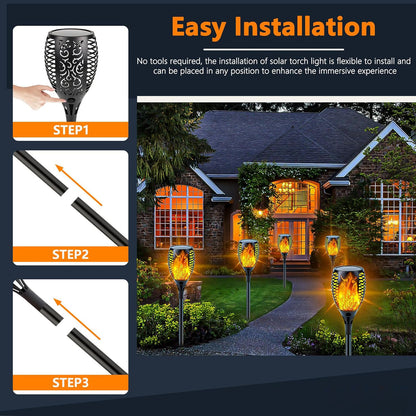 Solar Lights Outdoor, 6 Pack Flickering Flame Solar Torch Lights