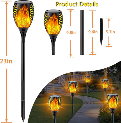 Solar Lights Outdoor, 6 Pack Flickering Flame Solar Torch Lights